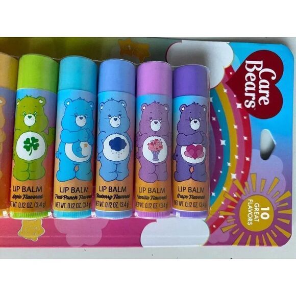 Taste Beauty CARE BEARS 10 Flavored Lip Balms Set Cherry Honey Vanilla NEW - Picture 3 of 14